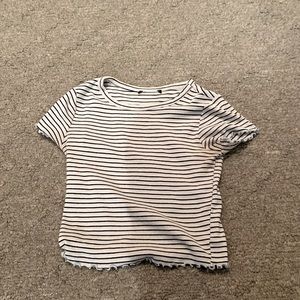 striped blue cropped shirt